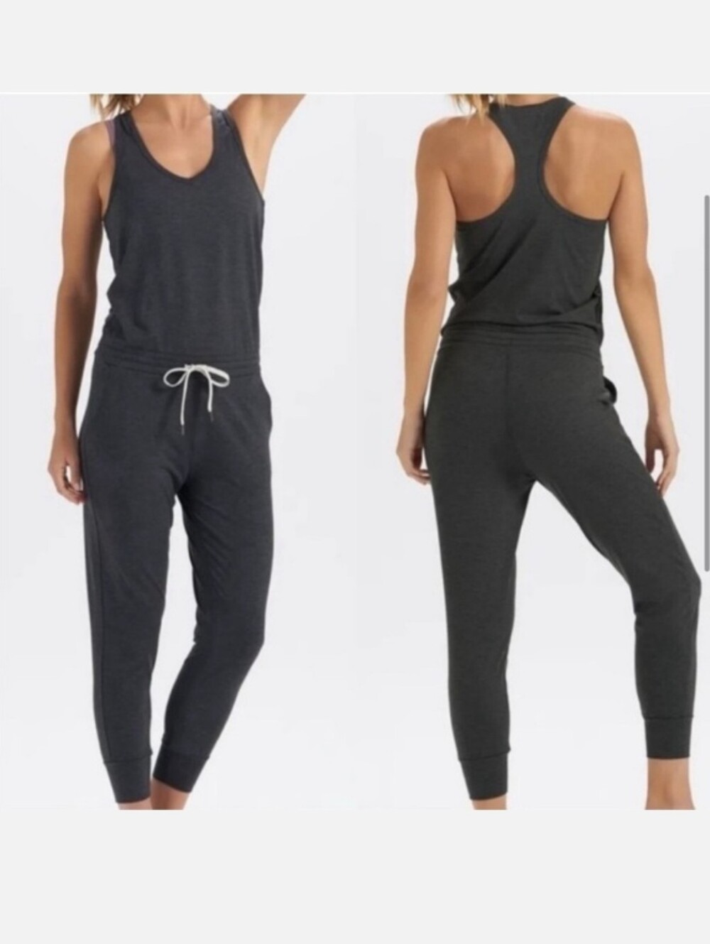 Vuori Stone Heather Sleeveless Racerback Athleisure Jumpsuit Women's Size M
